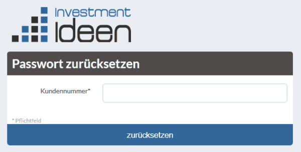 Neues Passwort anfordern (dies hier ist nur eine Darstellung).