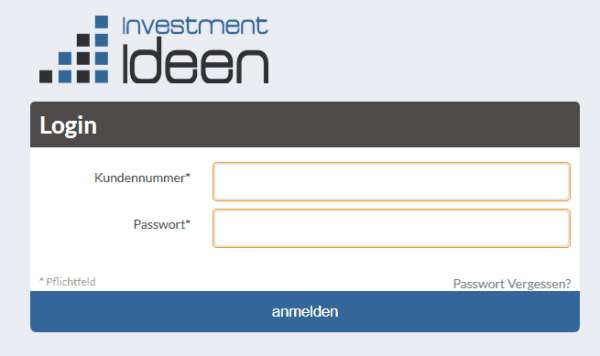 So sieht die Anmeldeseite zum Online Kundencenter aus (dies hier ist nur eine Darstellung)