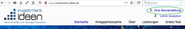 Ihre Aboverwaltung mit Zugriff auf das persönliche Kundencenter. Mit dem Link darunter (andere Zugangsdaten erforderlich, siehe Punkt 1(1), können Sie die letzten Ausgaben herunterladen).